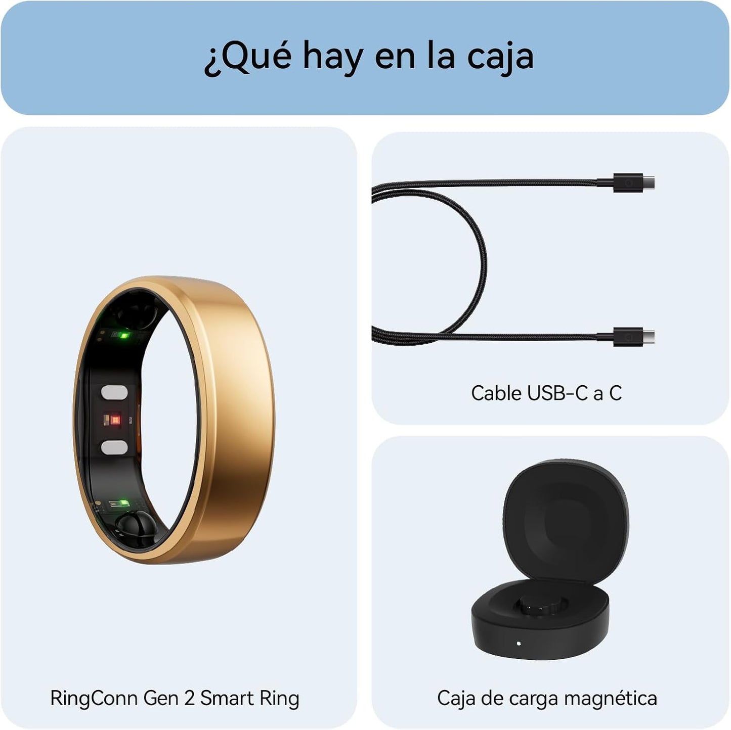 RingConn Gen 2 Smart Ring, No App Subscription, Size First with Sizing Kit, 12-Day Battery Life, Stress/Women's Health Tracker, Compatible with Android & iOS (Black, Size 8)