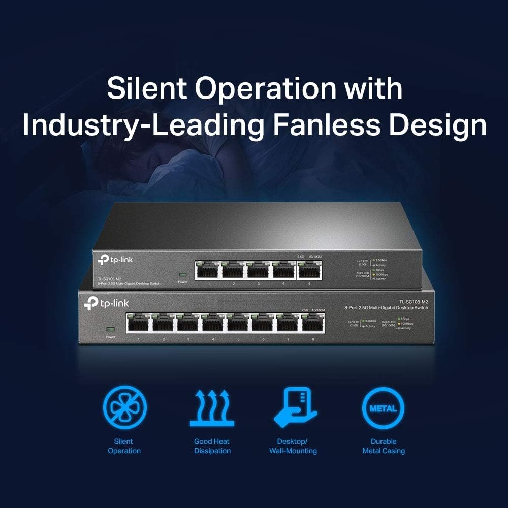 TP-Link TL-SX1008 | 8 Port 10G/Multi-Gig Unmanaged Ethernet Switch | Desktop/Rackmount | Plug & Play | Sturdy Metal Casing | Limited Lifetime Protection | Speed Auto-Negotiation