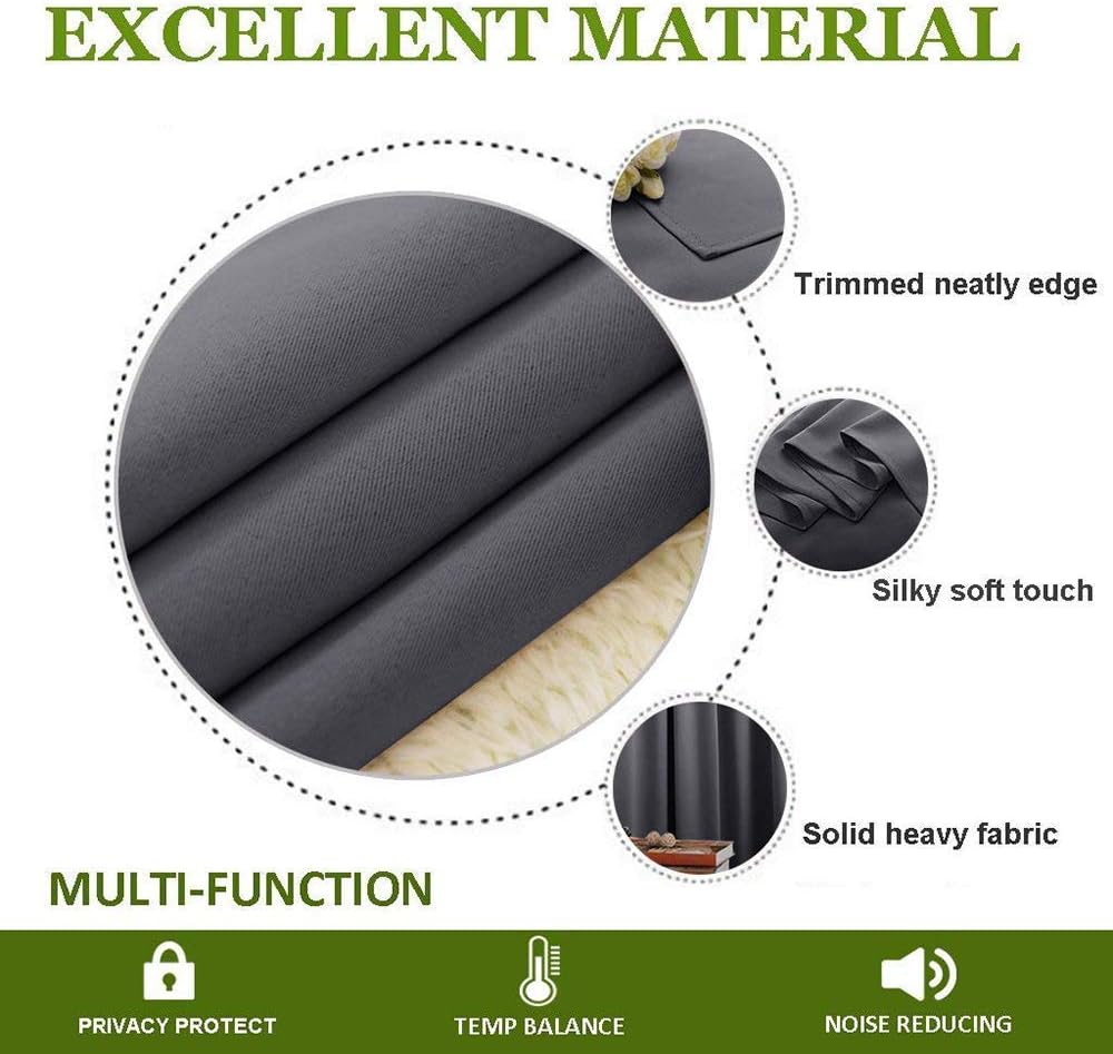 NICETOWN Blackout Curtains 2 Panels for Bedroom- Thermal Insulated Grommet Blackout Curtains 63 Inches Long for Living Room/Kitchen Rideaux occultants (2 Panels, W42 x L63 -Inch,Grey) - PuriLite