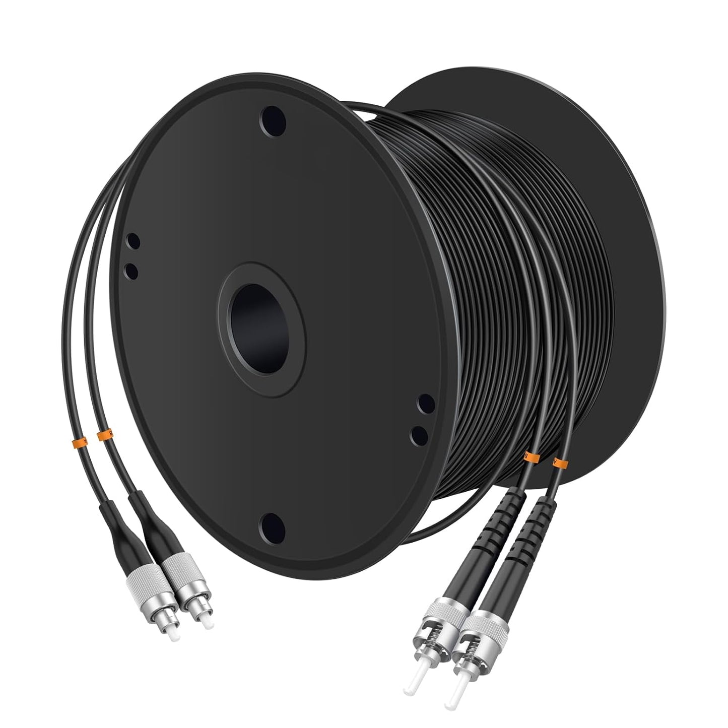 Buacoz 200 Meters LC to LC UPC Outdoor Armored Fiber Patch Cable, 9/125um Single Mode Duplex Fiber Optic Internet Cables, Jumper Optical Patch Cord, (200M/656ft), TPU Black