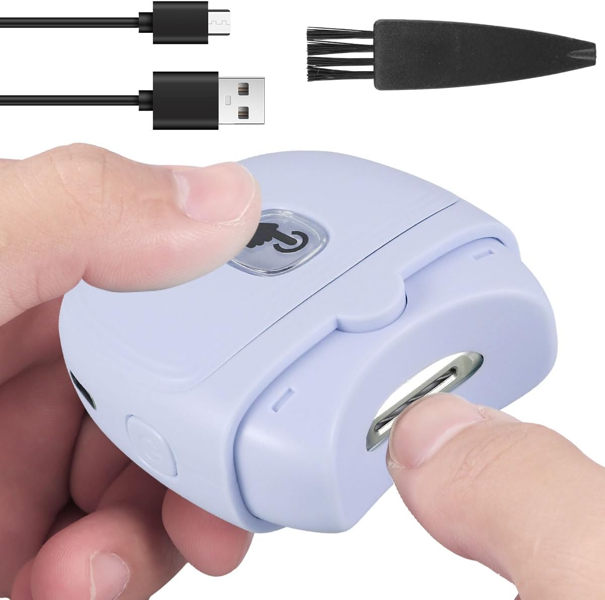 Electric Automatic Nail Clipper Automatic Fingernail Cutter with Nail Scraps Storage 300mAh USB Rechargeable Safety Fingernail Trimmer with LED Light Electric Fingernail Cutter Nail Scissors for Baby Kids Adult (White)