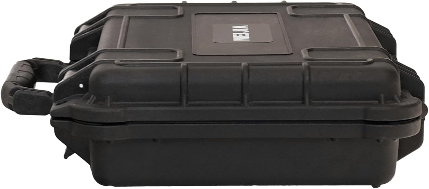 MEIJIA Portable Waterproof Protective Hard Case,Camera Case with Customizable Fit Foam Inserted, Elegant Black (9.17"x 7.56"x4.33")