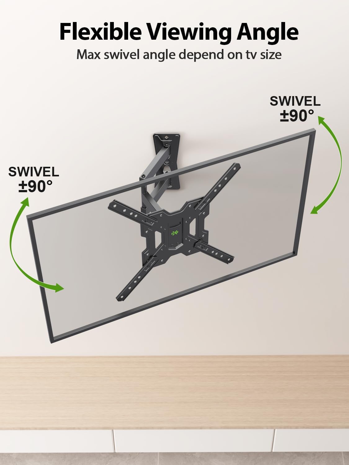 USX MOUNT Full Motion TV Wall Mount for 26-55 Inch TVs up to 77 Lbs, Articulating TV Mount with Perfect Center Design, Single Stud Wall Mount TV Bracket, Max VESA 400x400mm