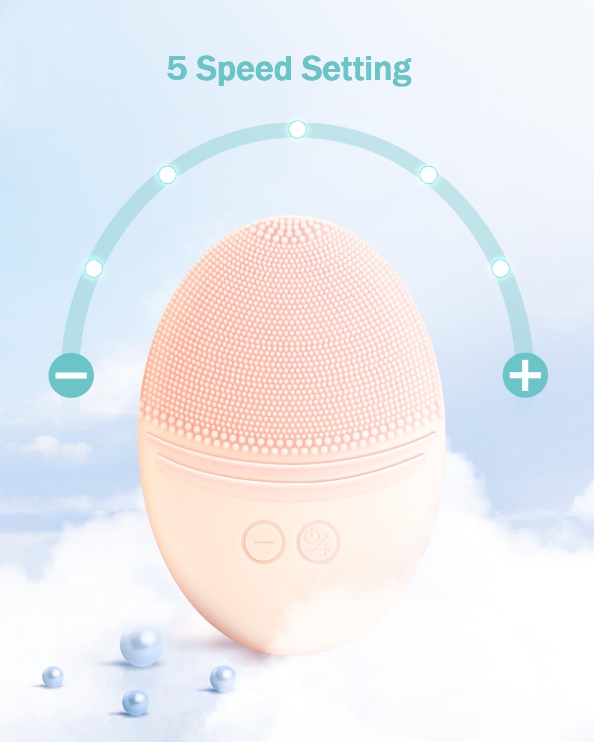 EZBASICS Sonic Facial Cleansing Brush Made with Ultra Hygienic Soft Silicone, Waterproof Sonic Vibrating Face Brush for Deep Cleansing, Gentle Exfoliating and Massaging, Inductive Charging Blue