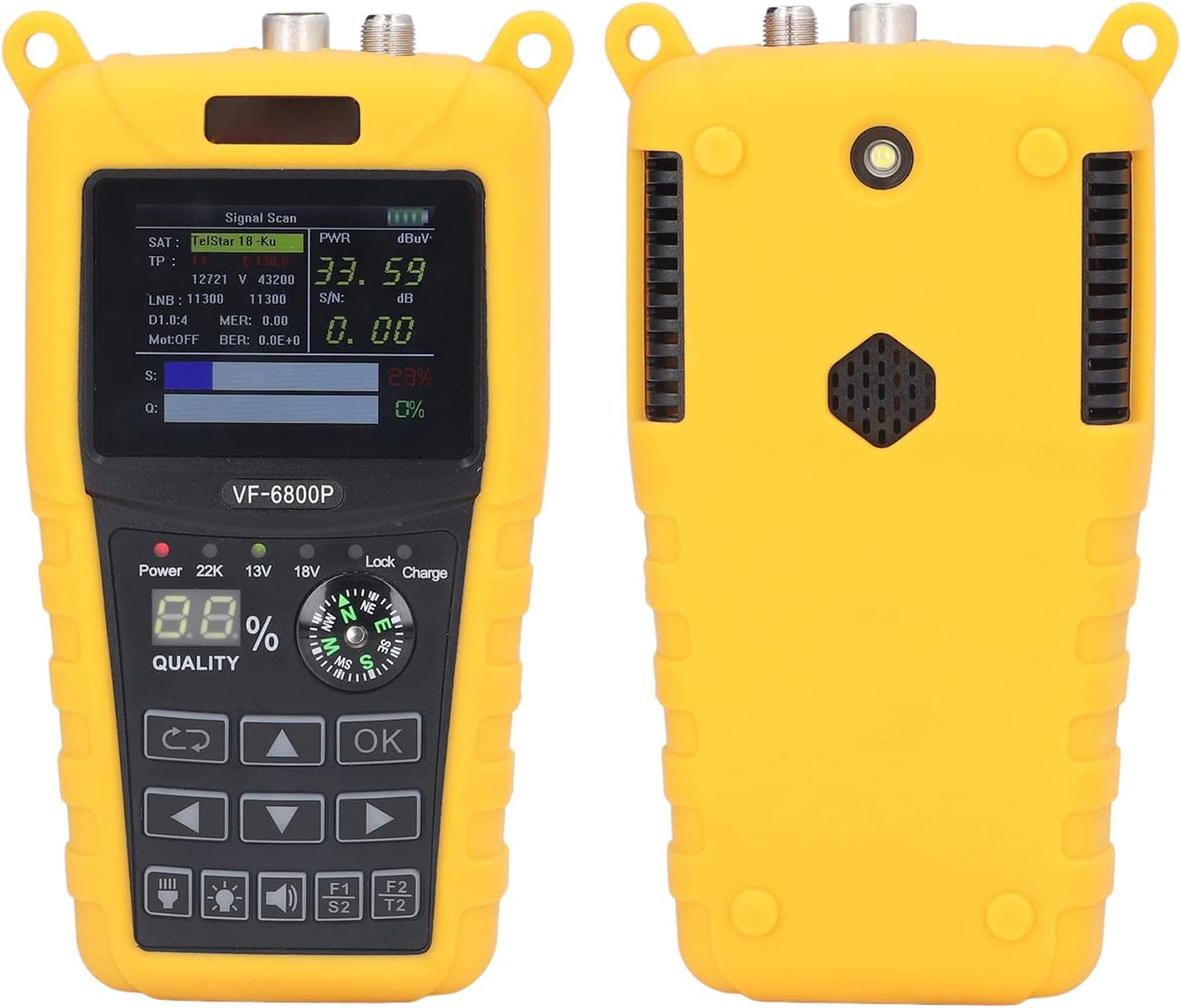 Satellite Finder, Portable Satellite Finder 2.4inch TFT LCD Professional HD Digital Satellite Finder Meter for Testing Strength, SNR, MER and More (US Plug)
