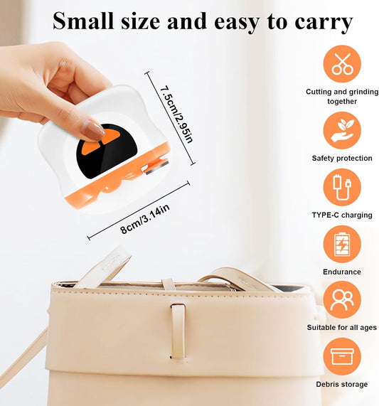 Casmoby 2025 Upgraded Electric Nail Clipper, 2 in 1 Electric Nail Clipper with 3 Speeds & LED Light,Fingernail Trimmer and Polisher with Nail Scraps Storage,USB Rechargeable Suitable for Kids, Senior - PuriLite