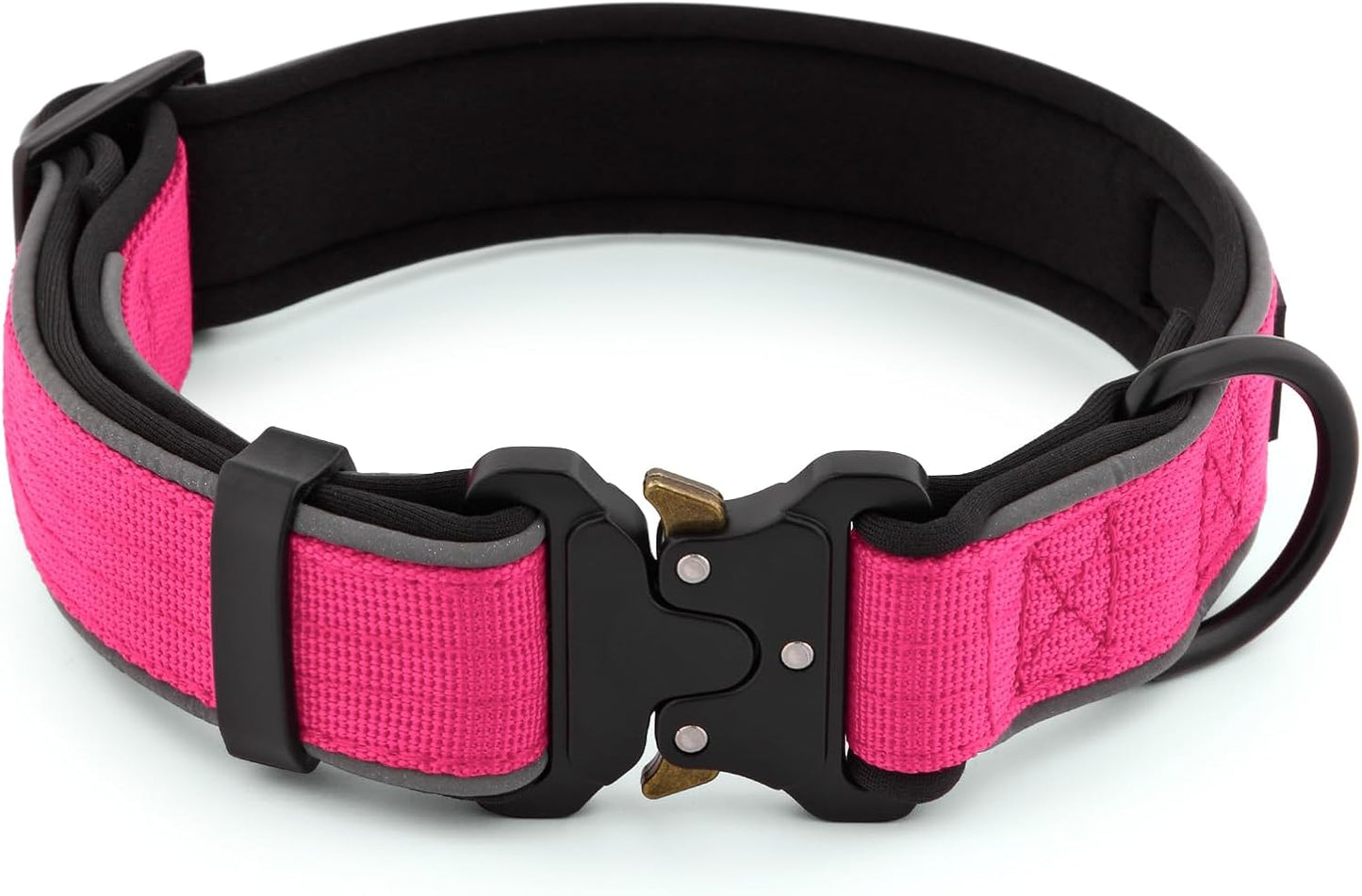 Plutus Pet Tactical Dog Collar, Reflective, Adjustable Heavy Duty Dog Collar, Soft Padded and Comfortable, for Small Medium and Large Dogs (Red, L)