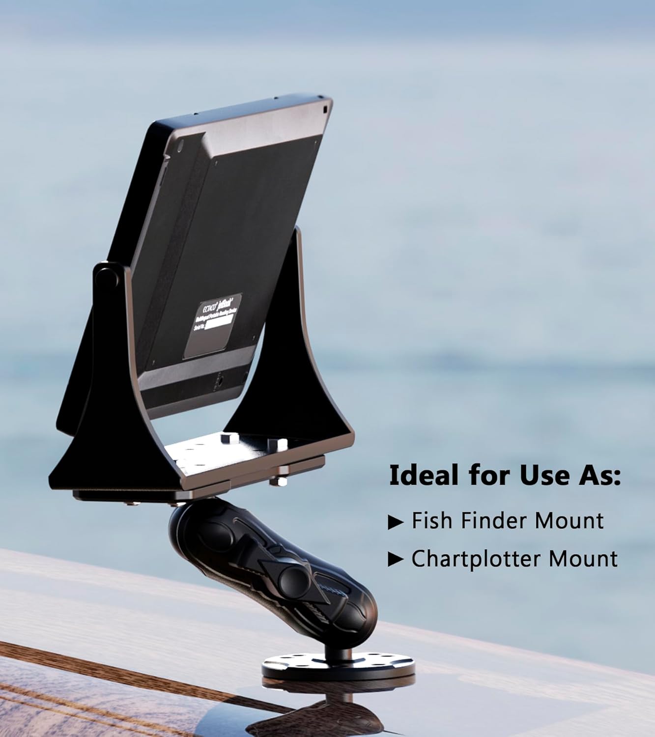 VAZESWIN Aluminum Alloy Fish Finder Mount with B Size 1" Ball Rectangle Plate & Round Base, 3.5" Medium Arm Marine Electronic Mount Compatible with Garmin, Lowrance, Humminbird, Raymarine and More