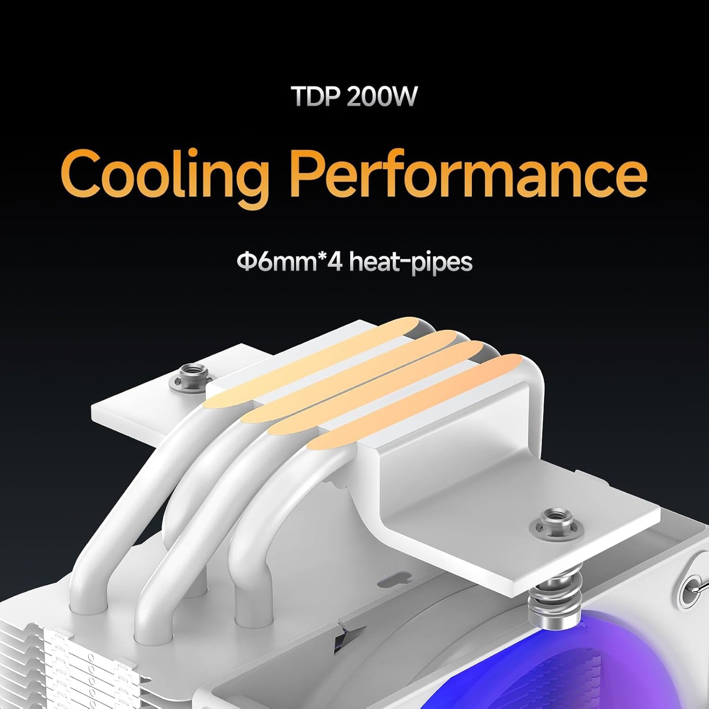 Gamma A40 ARGB WH CPU Cooler,100mm PWM Fan,133mm Height Single Tower Computer CPU Air Cooler,4 Copper Heat Pipes,ARGB Function,Fancy Top Cover,for Intel LGA 115X/1200/1700/1851&AMD AM4/AM5