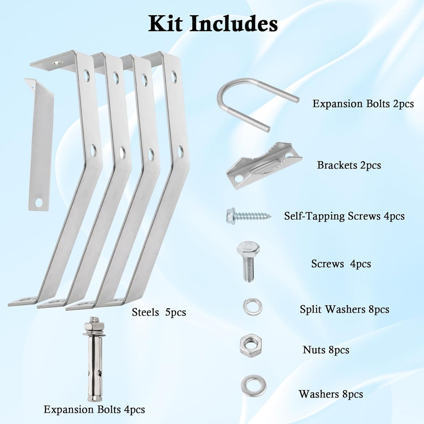 XRDS-RF 16 Inch Heavy-Duty Wall Mount Stand Off Mast for TV Antenna - Windproof Mounting Bracket (2-Leg + 2-Leg)