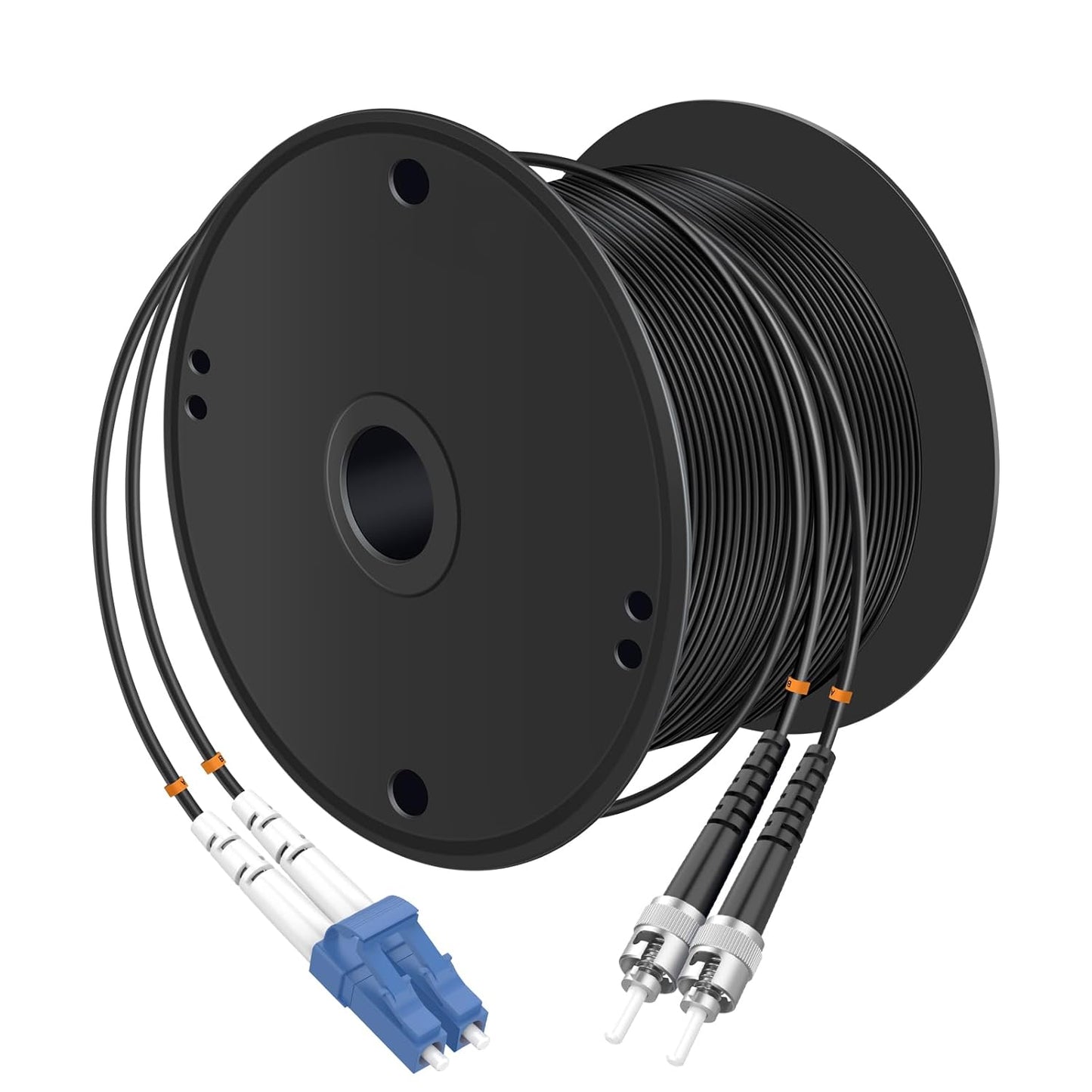 Buacoz 200 Meters LC to LC UPC Outdoor Armored Fiber Patch Cable, 9/125um Single Mode Duplex Fiber Optic Internet Cables, Jumper Optical Patch Cord, (200M/656ft), TPU Black