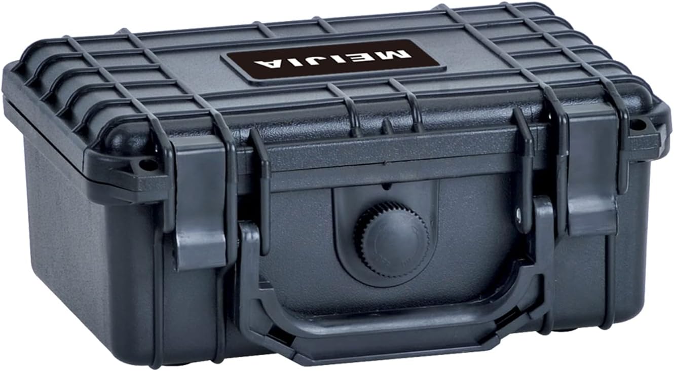 MEIJIA Portable All Weather Waterproof Protective Hard Case,Camera Case with Customizable Fit Foam, Fit use of Drones, Cameras, Equipments, 8.12"x6.56"x3.56" (Black)