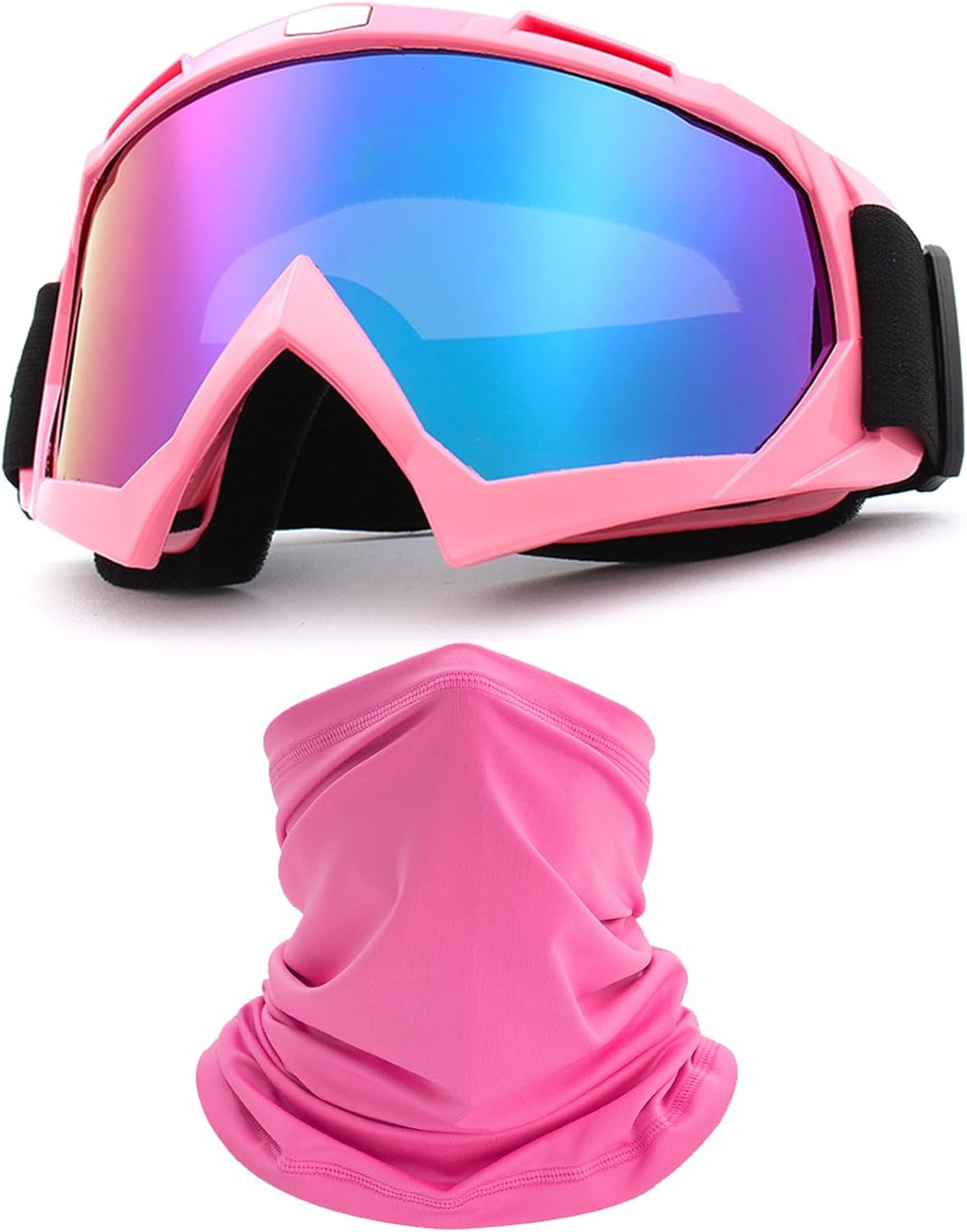Motorcycle Goggles Dirt Bike ATV Off-road Riding Motocross Glasses with Neck Gaiter Face Cover for Women Girls - PuriLite