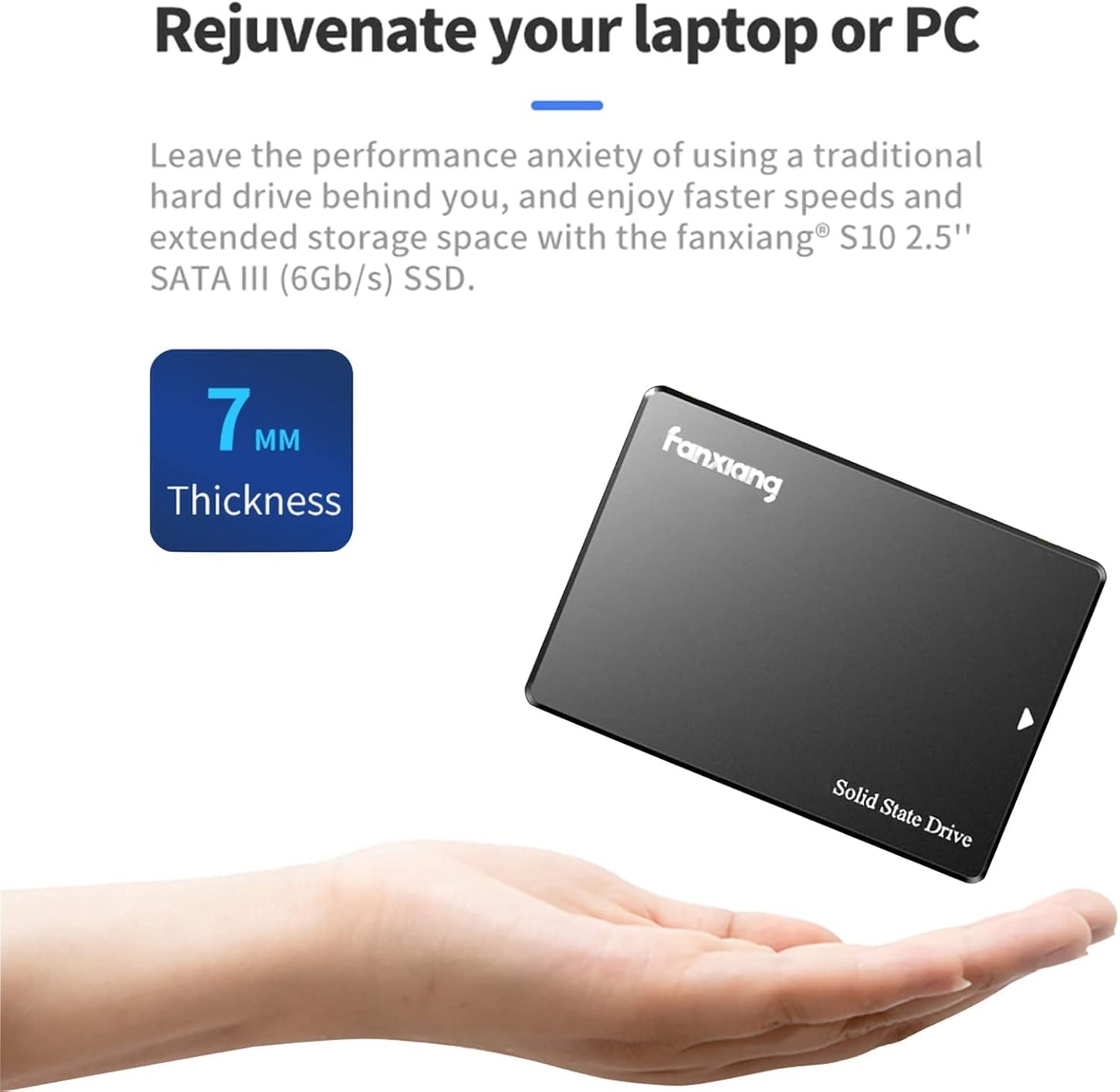 Fanxiang S101 1TB SSD SATA III 6Gb/s 2.5" Internal Solid State Drive, Read Speed up to 550MB/sec, Compatible with Laptop and PC Desktops(Black)