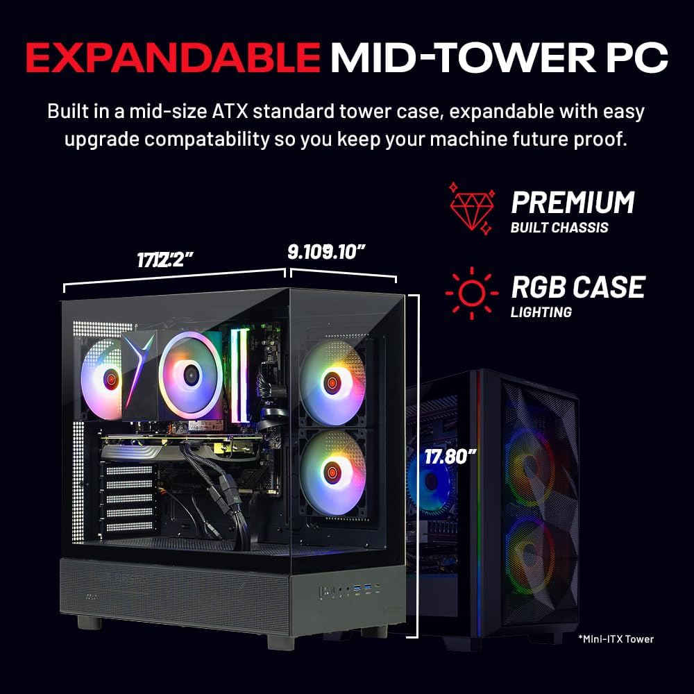 Skytech Shadow Gaming PC, Intel i5 13400F 2.5 GHz (4.6GHz Turbo Boost), NVIDIA RTX 4060 8GB GDDR6X, 1TB NVME, 32GB DDR5 RAM 5200 RGB, 650W Gold PSU, Wi-Fi, Win 11 Home
