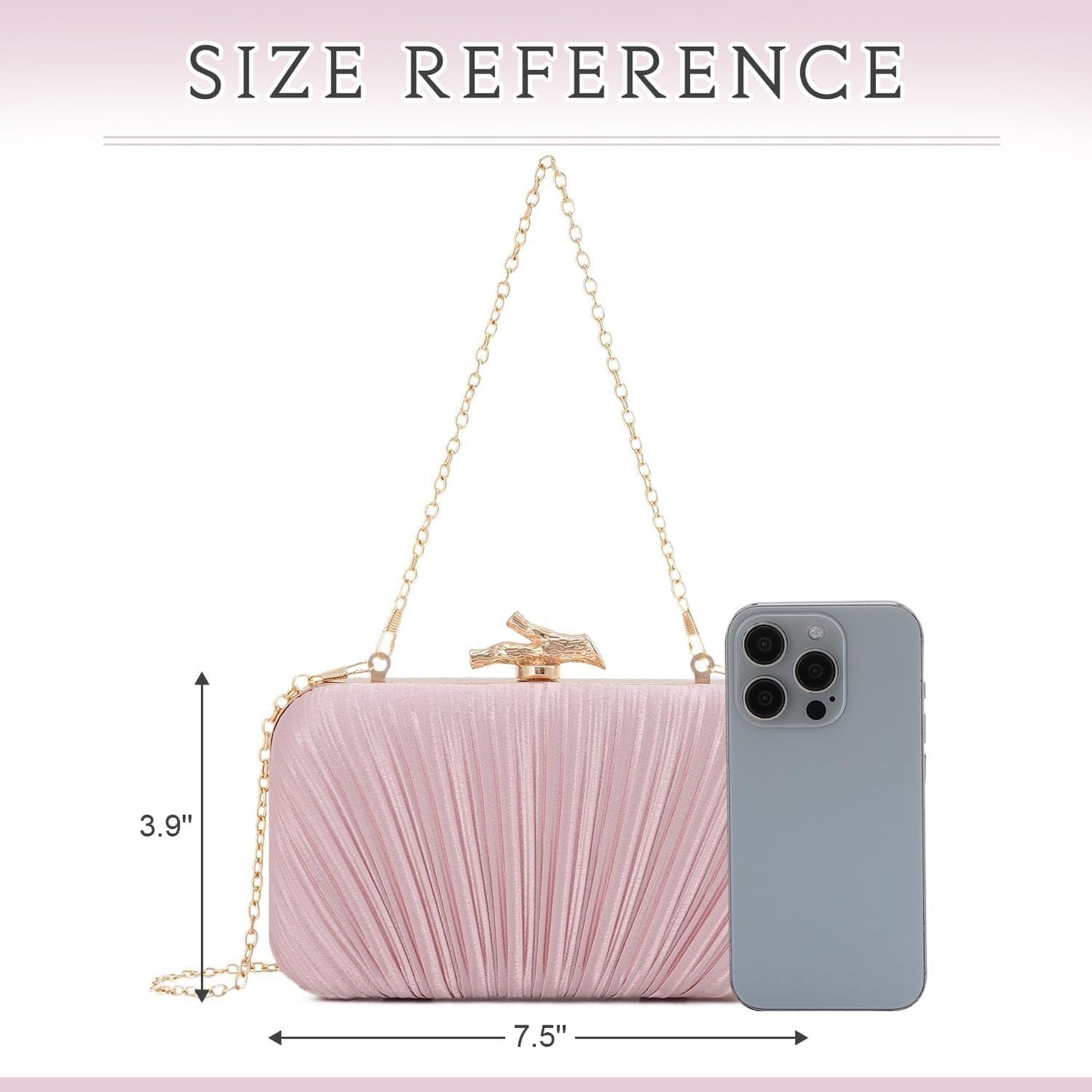 Clutch Purses for Women Evening Bag Pleated Clutch Bag with Chain Party Purses Handbag for Cocktail/Prom/Party/Wedding/Formal