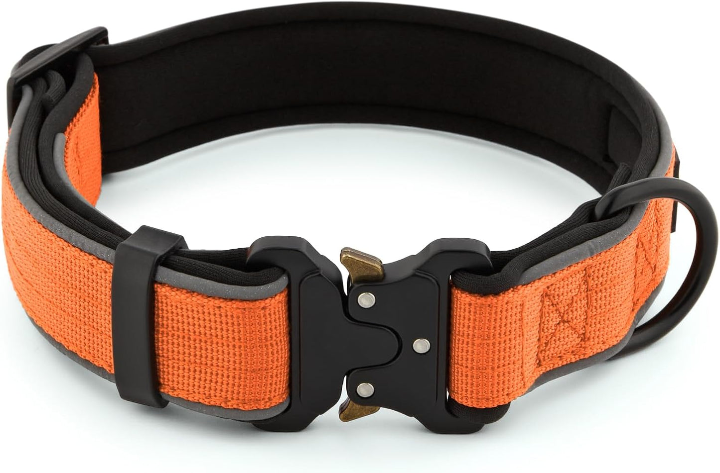 Plutus Pet Tactical Dog Collar, Reflective, Adjustable Heavy Duty Dog Collar, Soft Padded and Comfortable, for Small Medium and Large Dogs (Red, L)