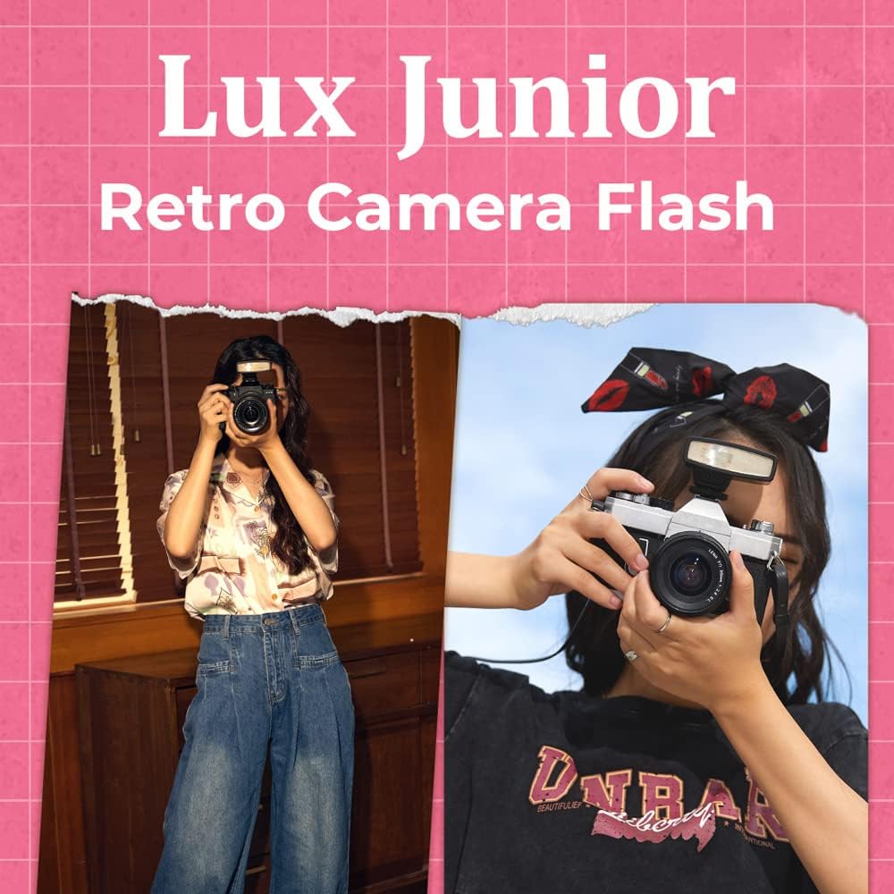 Godox Lux Junior Retro Camera Flash Speedlight GN12 6000K Color Temperature 28mm Focal Length Replacement Compatible for Canon Nikon Sony Fuji Olympus Cameras