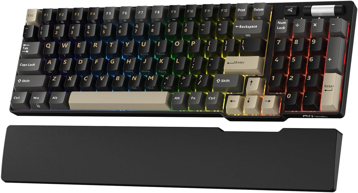 RK ROYAL KLUDGE RK96 RGB Limited Ed, 90% 96 Keys Wireless Triple Mode BT5.0/2.4G/USB-C Hot Swappable Mechanical Keyboard w/Wrist Rest, Software Support, Linear Viridian Switches, MARRS Green