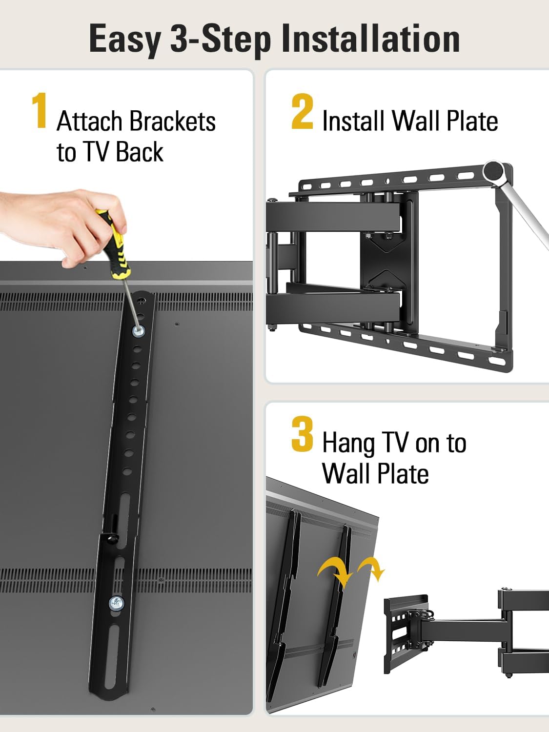 Mounting Dream TV Wall Mount for Most 32-65" Flat Screen TVs, Full Motion TV Mount with Dual Swivel Articulating Arms, Easy for TV Centering, Max VESA 400x400mm, 99 lbs Loading MD2380