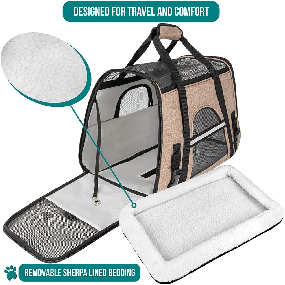 Premium Airline Approved Soft-Sided Pet Travel Carrier by PetAmi | Ventilated, Comfortable Design with Safety Features | Perfect For Plane or Car | Ideal for Small to Medium Sized Cats, Dogs, and Pets