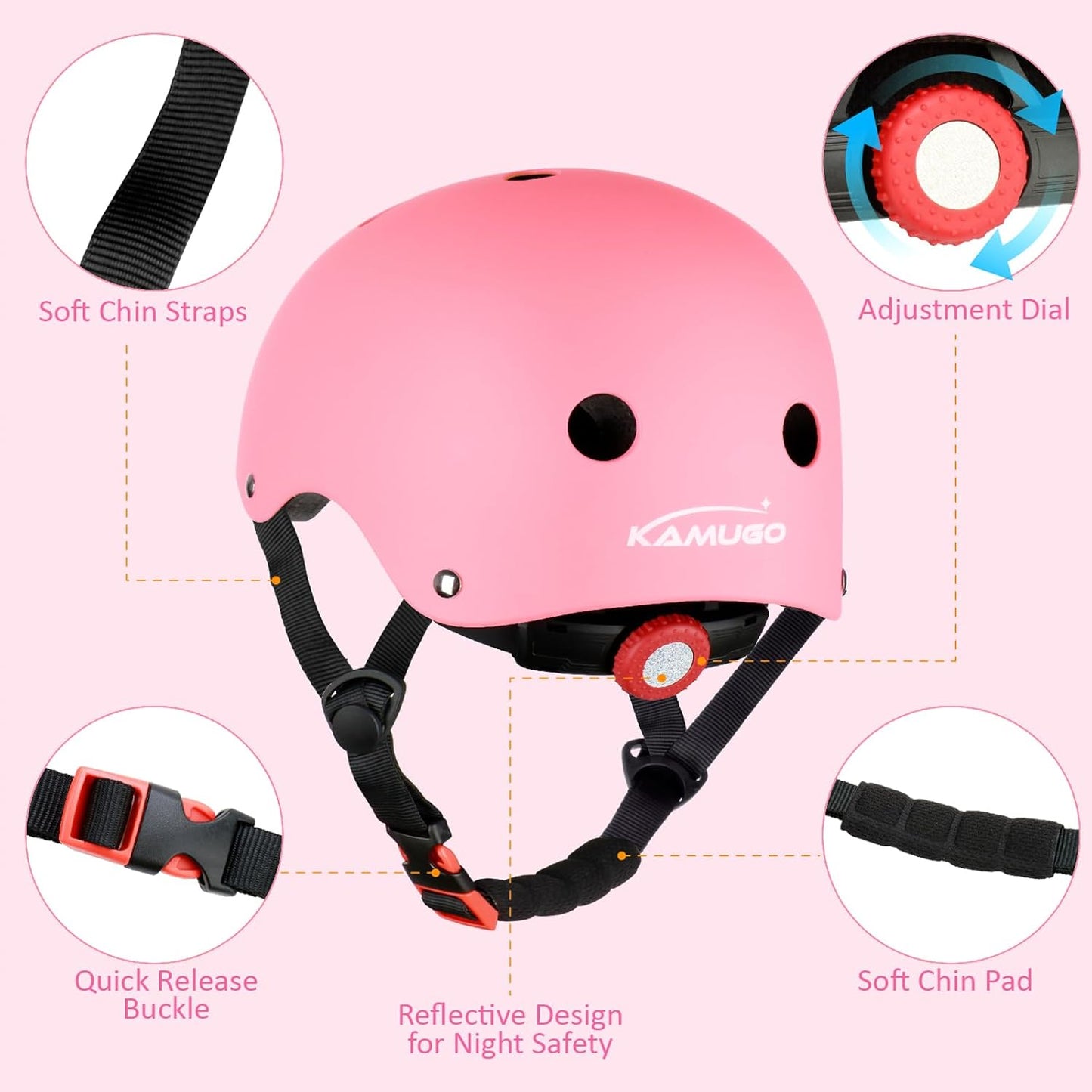 KAMUGO Kids Adjustable Helmet, Suitable for Toddler Kids Ages 3-8 Boys Girls, Multi-Sport Safety Cycling Skating Scooter Helmet
