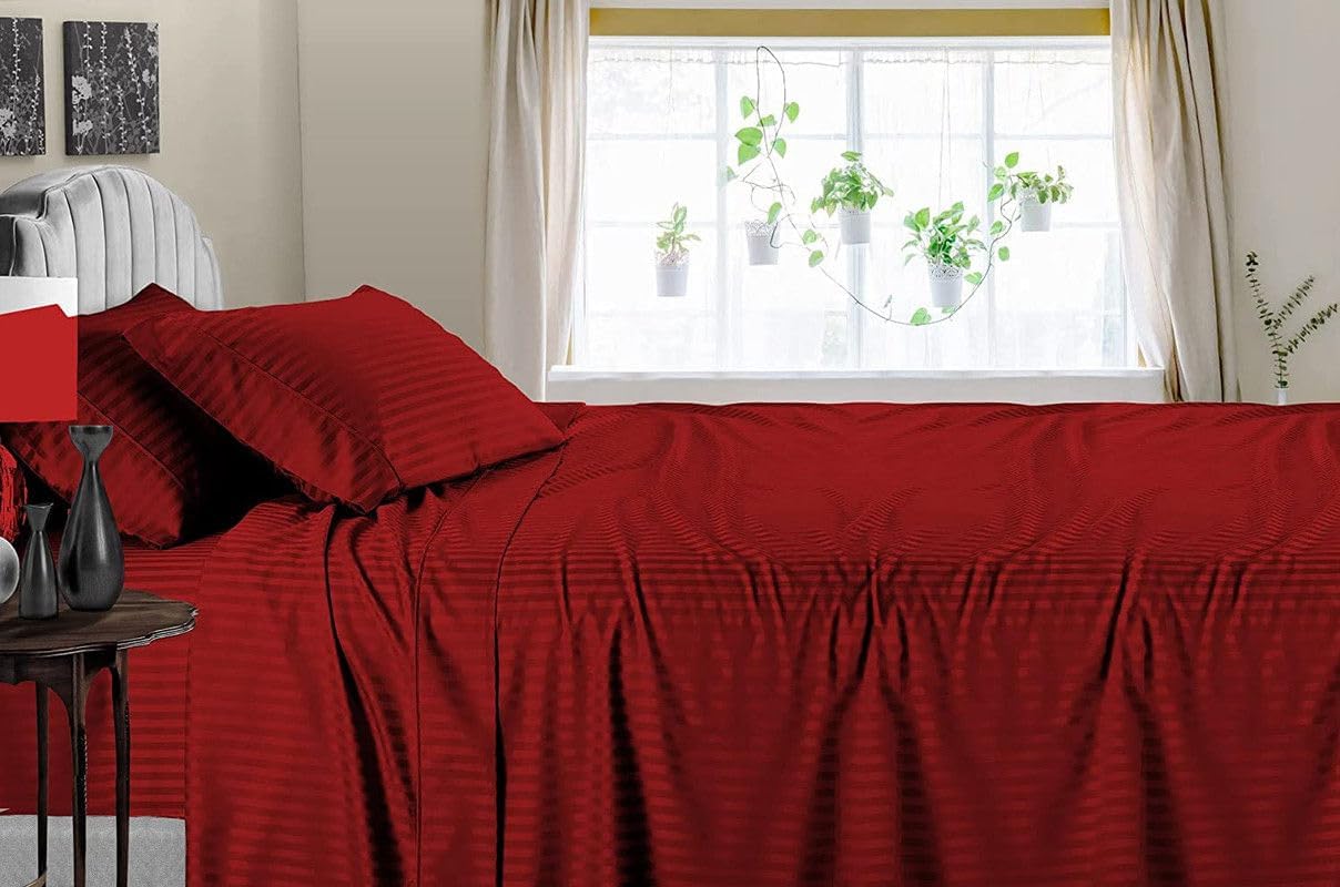 Linen Sheets 100% Egyptian Cotton- Twin-XL Sheet Set 4 Piece- 1000 Thread Count- Fits Upto 18" Deep Pocket- Long Staple Cotton Bedding, Sateen Weave-Light Blue Solid