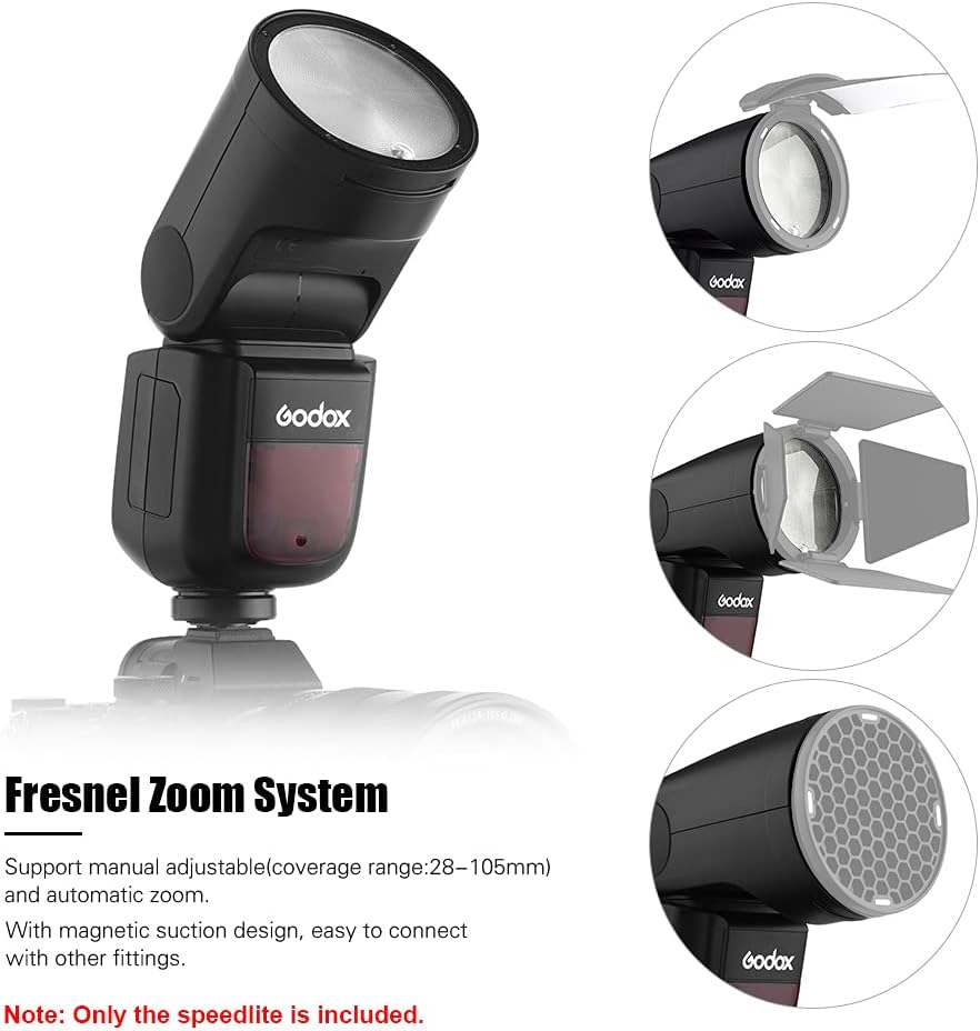 Godox V1S Professional Camera Flash Speedlite TTL Speedlight Round Head Wireless 2.4G Fresnel Zoom Compatible with Sony a7RII a7R a58 a99 ILCE6000L a7RIII a7R3 a9 a77II a77 a350 Camera for Photography