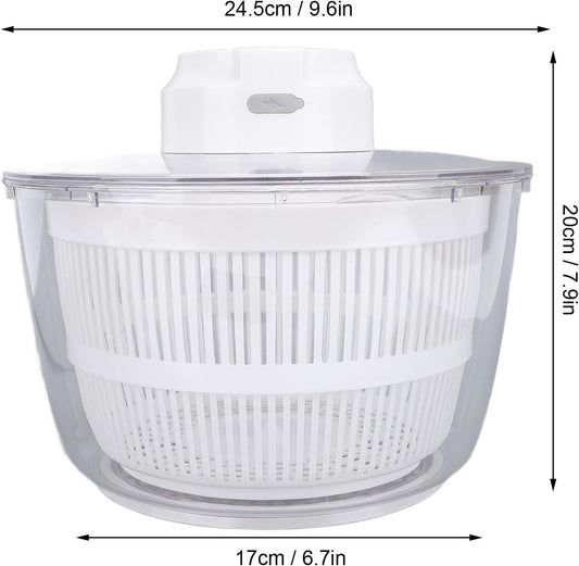 Large Capacity Electric Salad Spinner 5L, Quick Drainage, for Fruits Vegetables, with Fruit Vegetable Strainer Spinner, USB Lettuce Washer Dryer, Easy, Soft Base - PuriLite