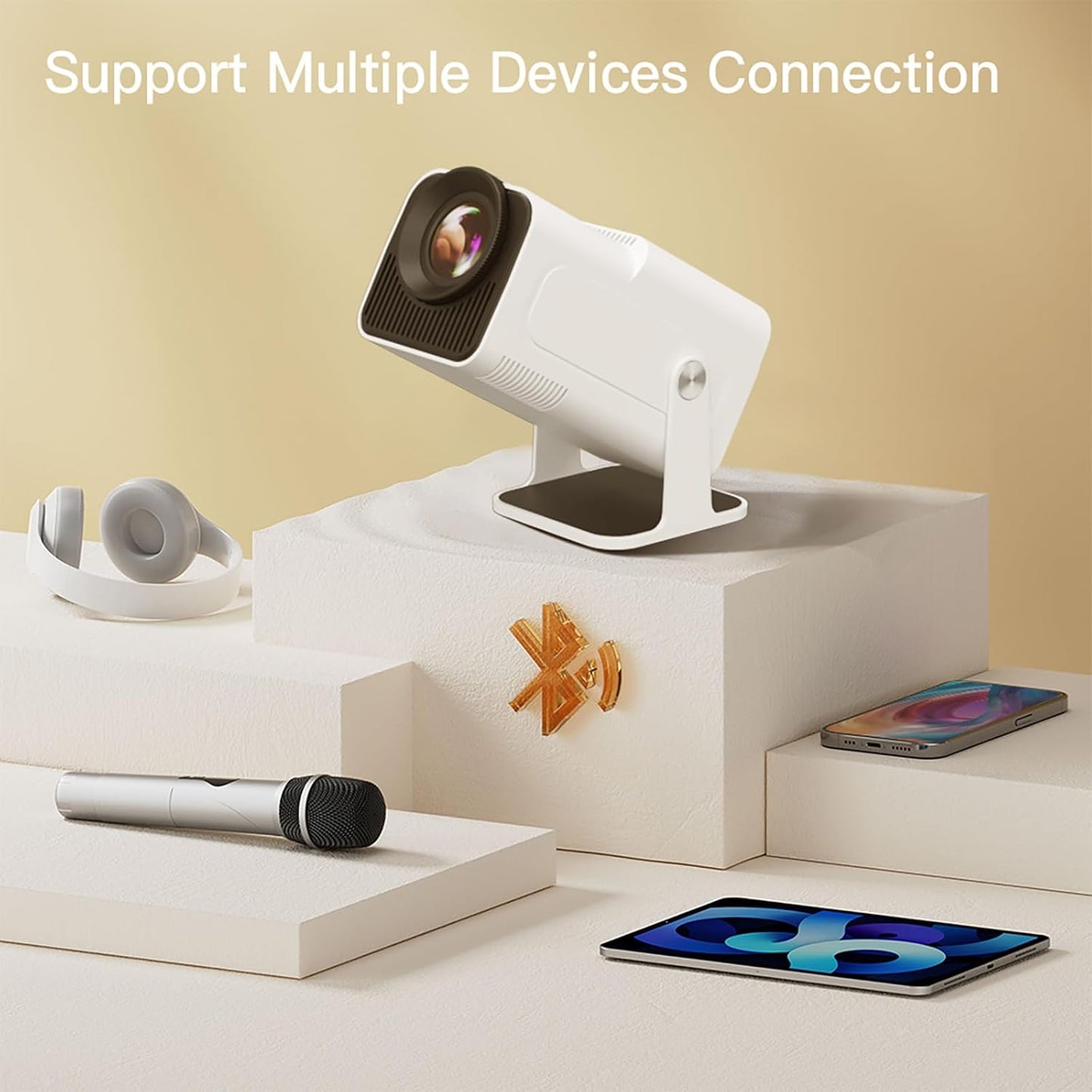 Mini Projector with WiFi and Bluetooth Built-in Android 11, 1080P 4K Support Portable Projector LYNCAST 180°Rotatable Upgrade HY300pro+ Projector for Home,Outdoor Use OptiBarrel 005