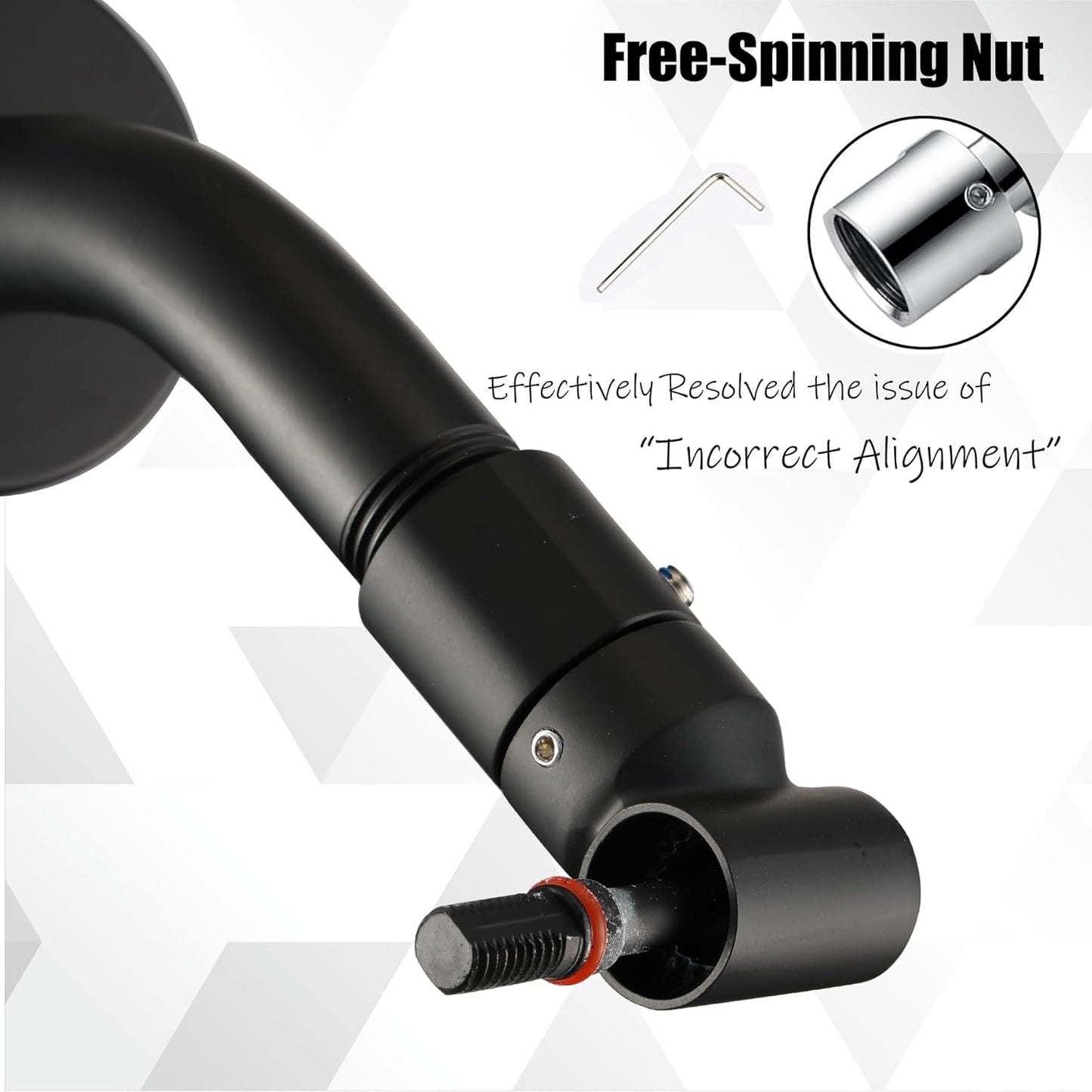 Shower Head Extension Arm, 6 Inch Adjustable Shower Arm Extender for Handheld/Fixed/Rain Shower Head, All Metal Showerhead Arm with G1/2 Universal Connector, Easy Installation, Brushed Nickel