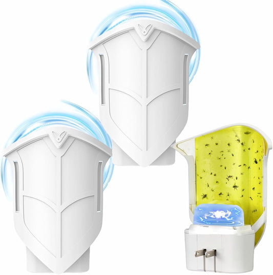 Flying Insect Trap, Fly Trap Captures Houseflies, Fruit Flies, and Gnats (White 2 Device + 8 Refills)