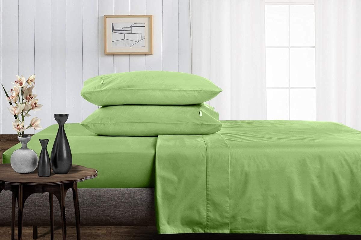 Linen Sheets 100% Egyptian Cotton- Twin-XL Sheet Set 4 Piece- 1000 Thread Count- Fits Upto 18" Deep Pocket- Long Staple Cotton Bedding, Sateen Weave-Light Blue Solid
