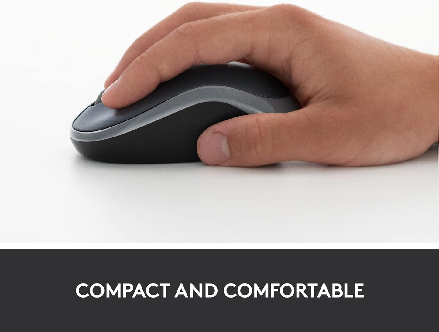 Logitech M185 Wireless Mouse, 2.4GHz with USB Mini Receiver, 12-Month Battery Life, 1000 DPI Optical Tracking, Ambidextrous, Compatible with PC, Mac, Laptop - Black