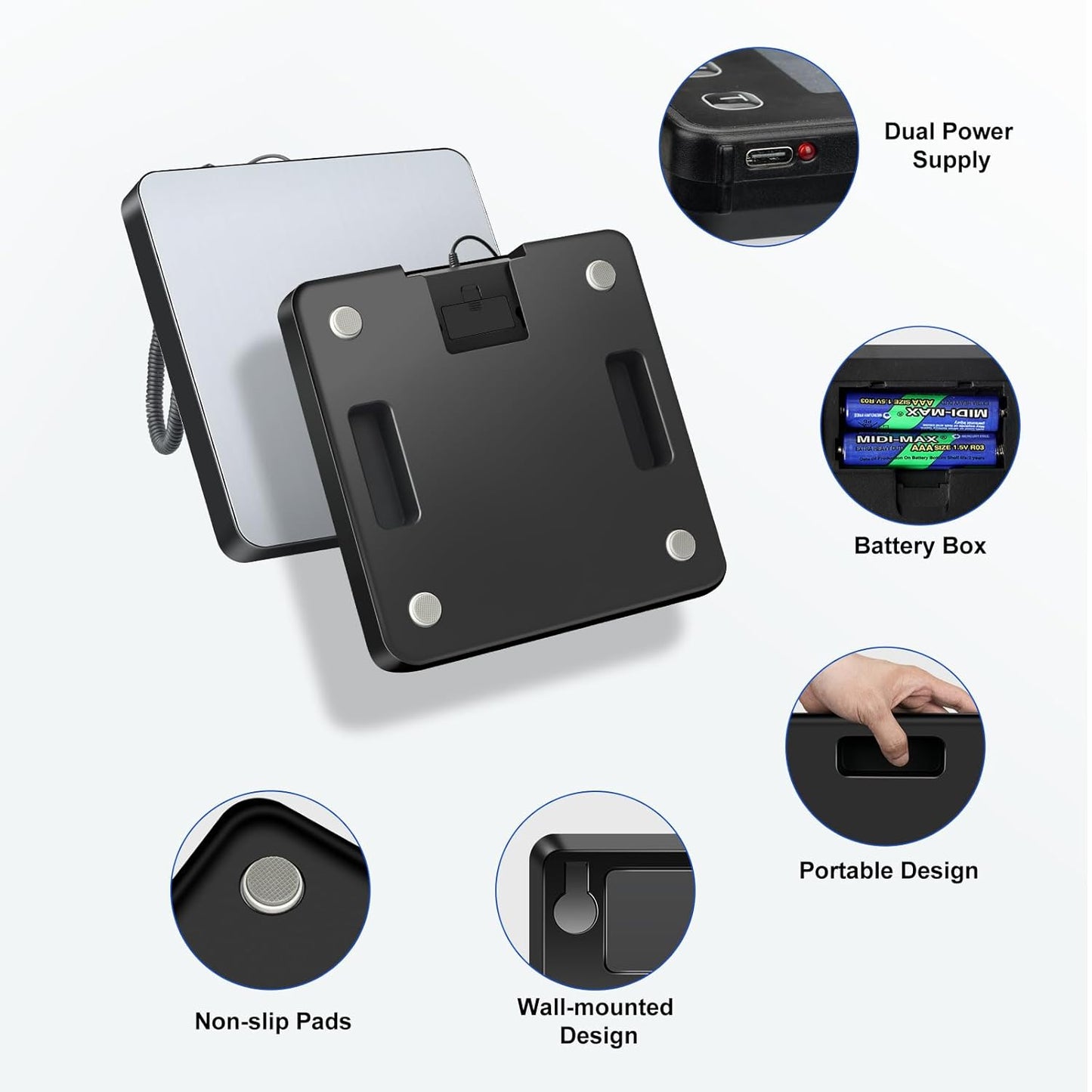 RAOYAN Shipping Scale, 440lb/0.5oz High Accuracy Digital Postal Scale with LCD Display, Hold/Tare Function, Shipping Scale for Package, Luggage, Warehouse (Including 2 Batteries, Charging Cable)