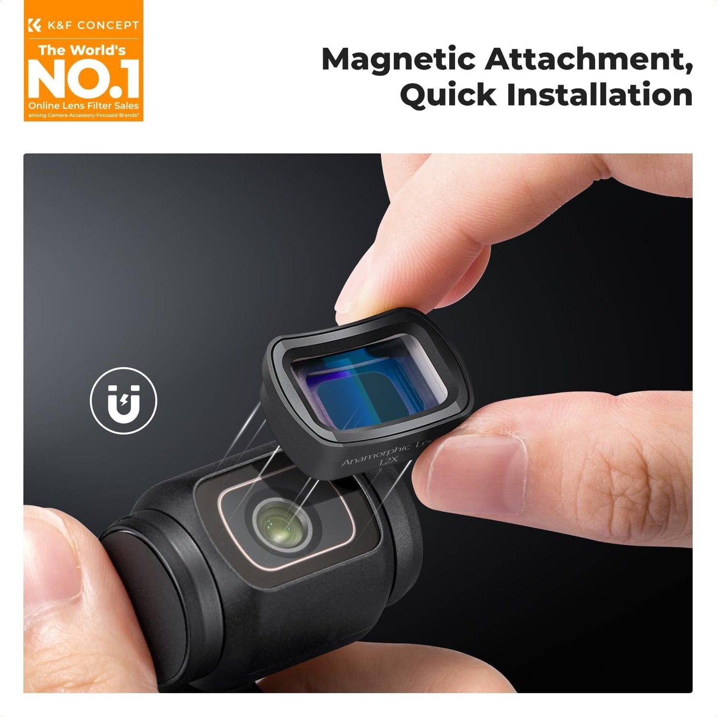 K&F Concept Wide-Angle Lens Compatible with DJI Osmo Pocket 3, Magnetic Attach/Multi-Coated/Optical Glass
