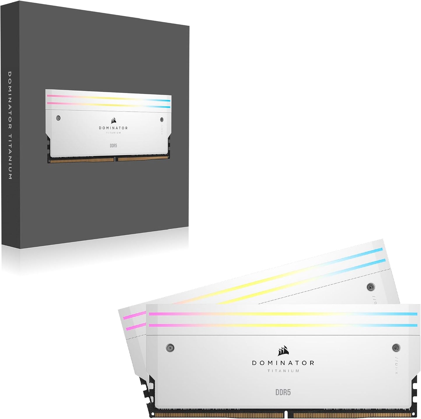 CORSAIR Dominator Titanium RGB DDR5 RAM 96GB (2x48GB) 6000MHz CL30-36-36-76 1.40V AMD Expo Intel XMP 3.0 Desktop Computer Memory – White (CMP96GX5M2B6000Z30W)