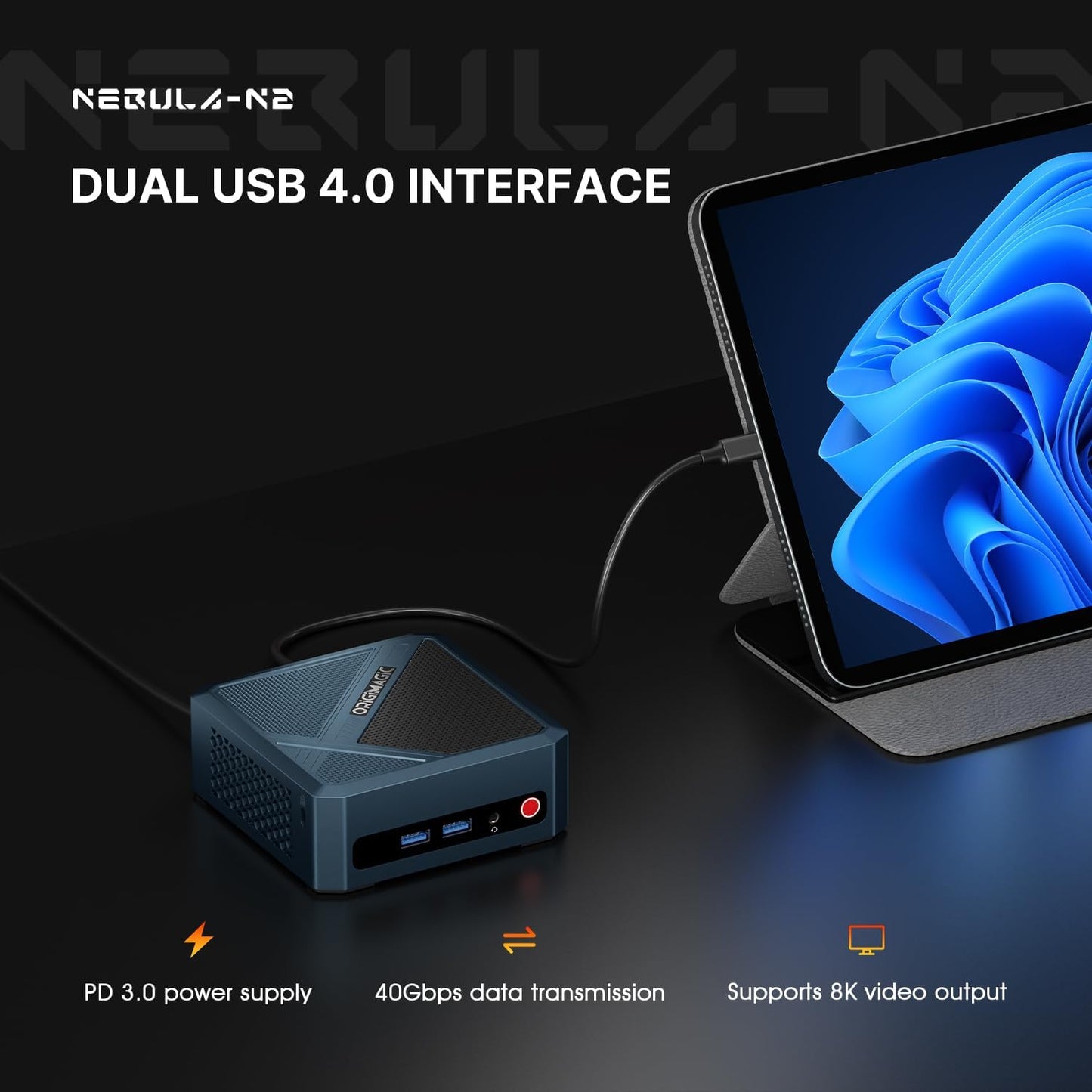 origimagic N2 Pro Mini PC, Ryzen 7 6800H Mini Computers (8C/16T, up to 4.7GHz), 32GB DDR5 RAM, 512GB PCle 4.0 NVME SSD, Radeon 680M, 8K UHD/USB4/USB3.2/USB2.0/WiFi 6E/BT 5.2