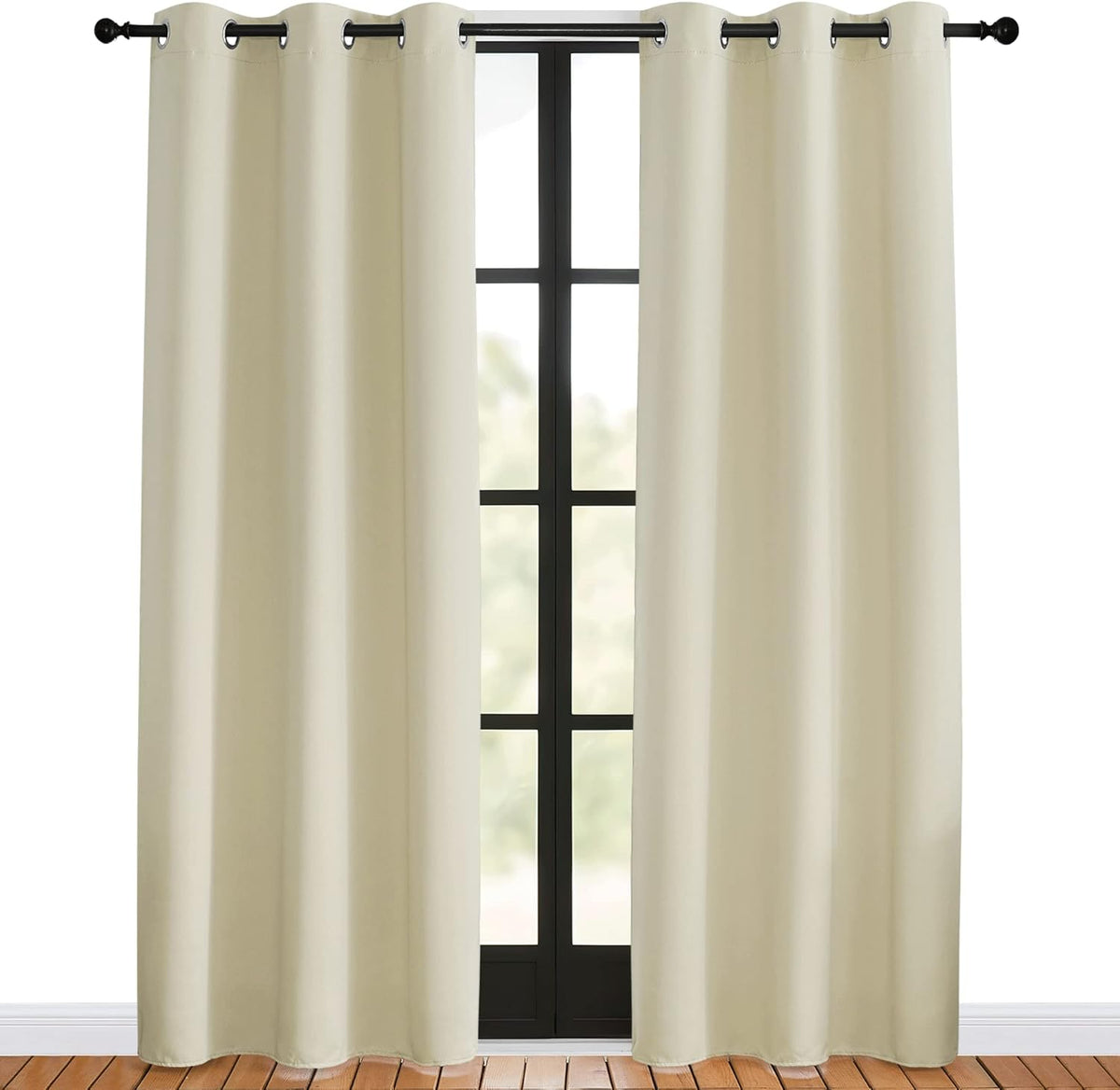 NICETOWN Blackout Curtains 2 Panels for Bedroom- Thermal Insulated Grommet Blackout Curtains 63 Inches Long for Living Room/Kitchen Rideaux occultants (2 Panels, W42 x L63 -Inch,Grey) - PuriLite