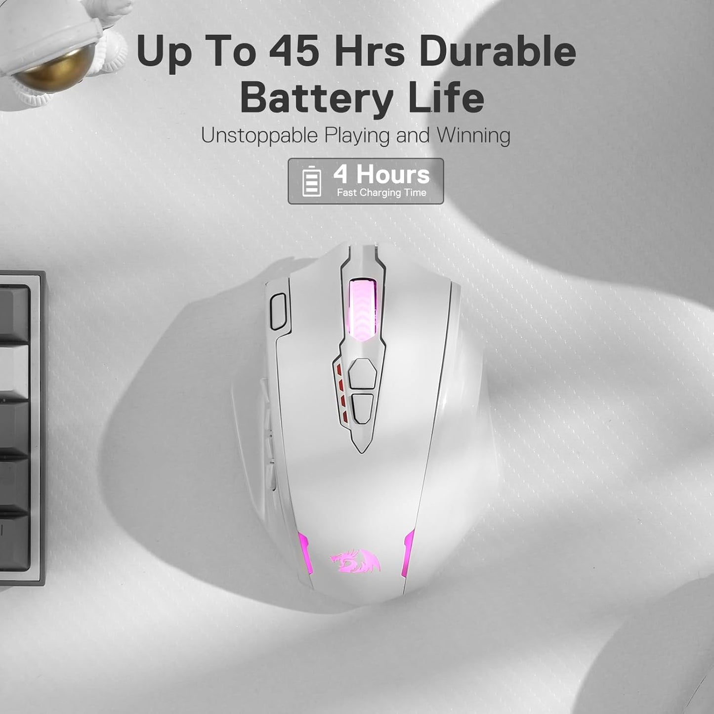 Redragon M913 Impact Elite Wireless Gaming Mouse, 16,000 DPI Wired/Wireless RGB Mouse with 16 Programmable Buttons, 45 Hr Battery and Pro Optical Sensor, 12 Side Buttons MMO Mouse