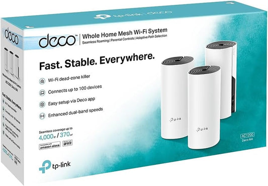 TP-Link Deco Whole Home Mesh WiFi System (Deco M4) – Up to 5,500 Sq. Ft. Coverage, Replaces Wireless Internet Routers and Extenders, Gigabit Ports, Works with Alexa, 3-Pack - PuriLite