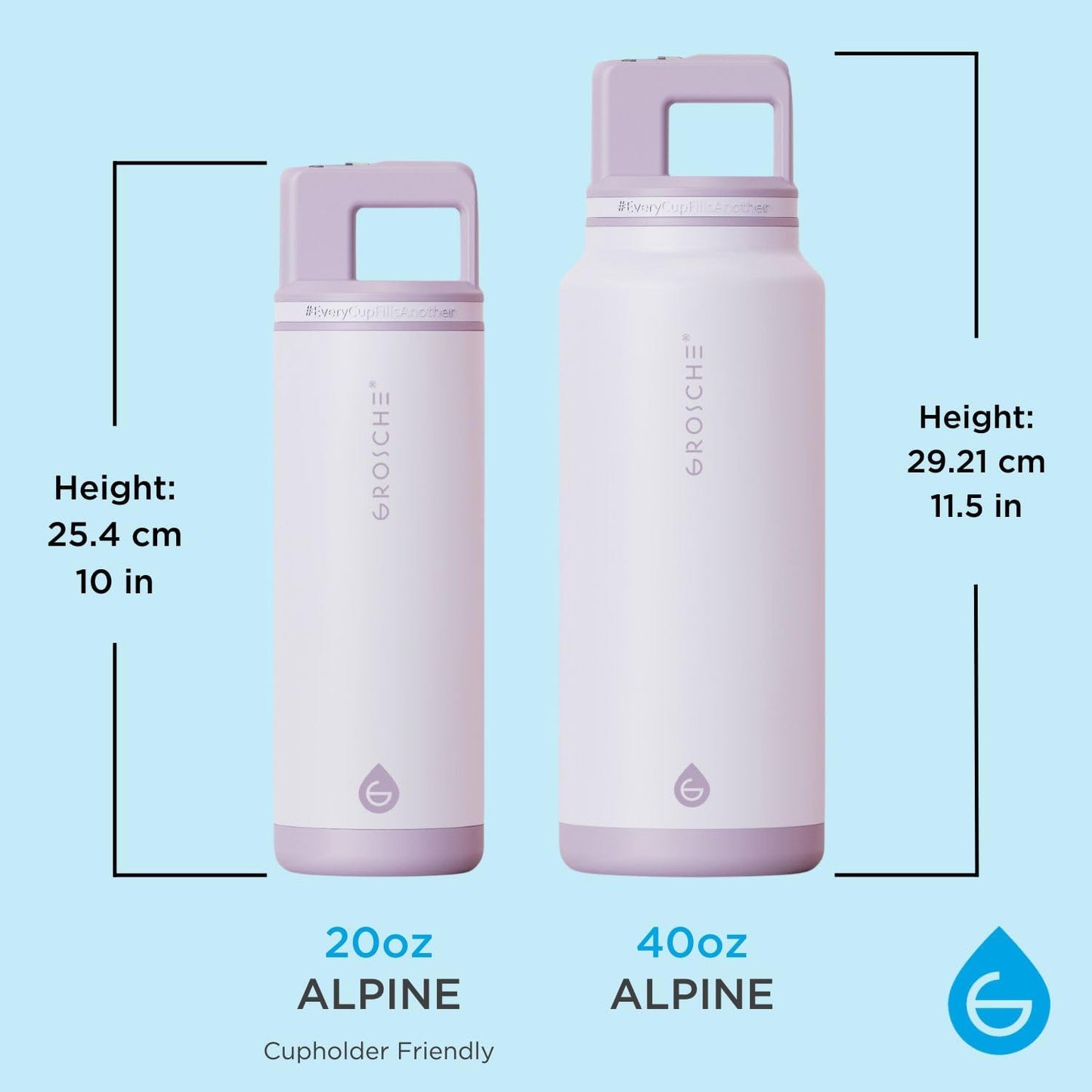 GROSCHE Alpine Flip 'N Sip 16oz Insulated Water Bottle - Stainless Steel, Leakproof Flask with Straw - Perfect for Gym, Travel, Sports & Outdoor Use, Canadian Brand! - 16 fl. oz, Scuba Blue