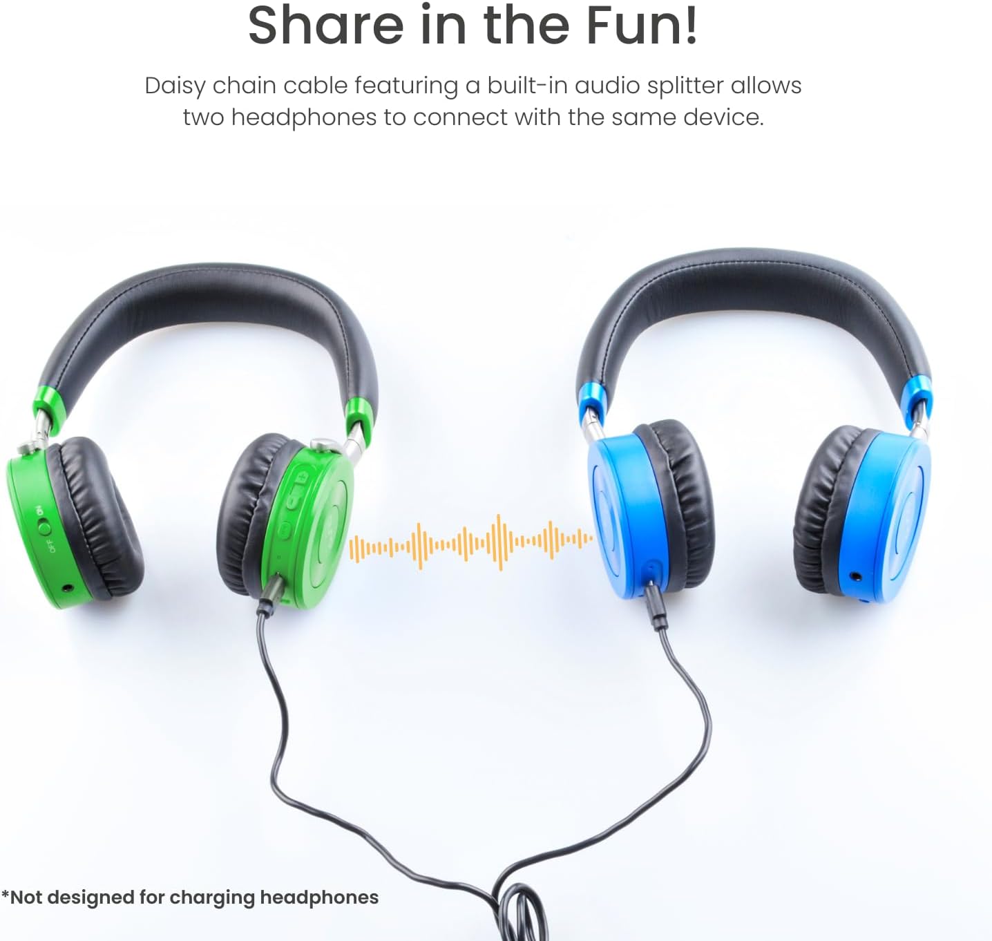 JuniorJam Plus Volume Limiting Headphones for Kids, Foldable & Adjustable Bluetooth Headphones, 22-Hour Battery Life USB-C Charging (Black)