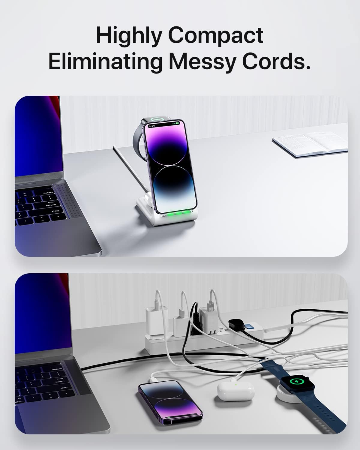 Intoval Wireless Charging Station,3 in 1 Charger for Apple iPhone/iWatch/Airpods,iPhone16,15,14,13,12,11 (Pro,Pro Max)/XS/XR/XS,iWatch10/9/8/Ultra2/1/7/6/SE/5/4/3/2,Airpods Pro2/Pro/3/4 (A3,Black)