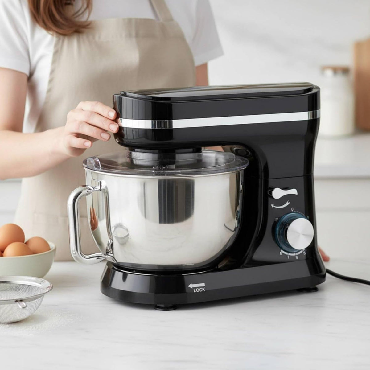Commercial Mixer High Performance Kitchen Appliance Versatile Attachments Mixing Control Stainless Steel Bowl Suitable for Family Cooking Small Bakery