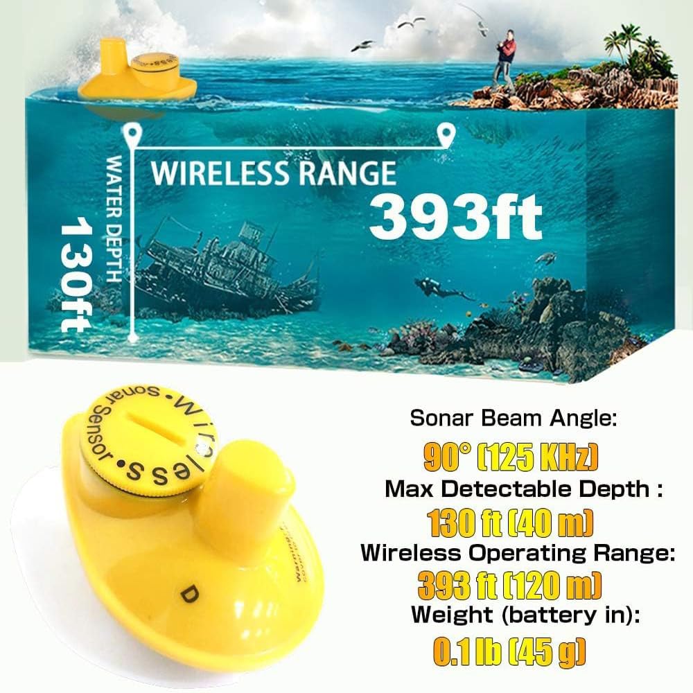 LUCKYLAKER Sonar Handheld Fish Finder Transducer Portable Water Depth Finder Boat Kayak Wireless Transducer Fish Finders