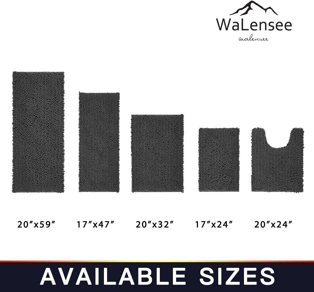 Walensee Bathroom Rug Non Slip Bath Mat (24x17 Inch Blush) Water Absorbent Super Soft Shaggy Chenille Machine Washable Dry Extra Thick Perfect Absorbant Best Small Plush Carpet for Shower Floor