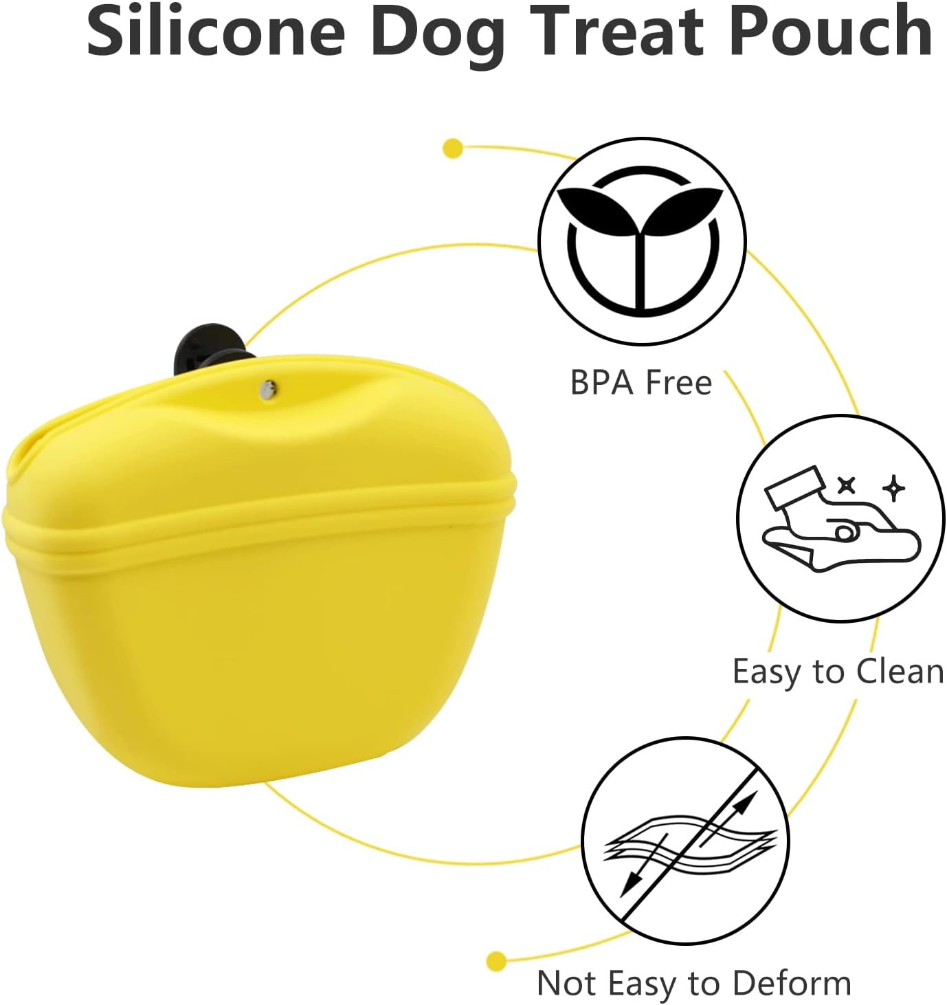 Silicone Dog Treat Pouch 2pcs, MGKSHADOW Treat Pouch Dog Training with Clip and Magnetic Closure, Dog Treat Bag for Dog Walks(Yellow & Blue)