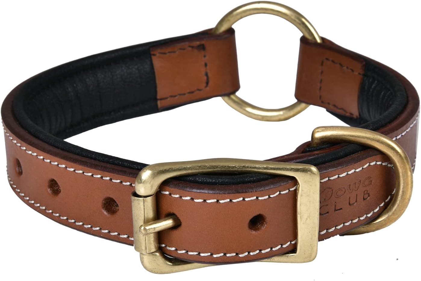 DowgClub | Genuine Leather Dog Collar | Full Grain, Heavy Duty | Comfortable, Strong | Best for Pups, Small, Medium & Large Breeds | Pink, Brown, Black, Tan
