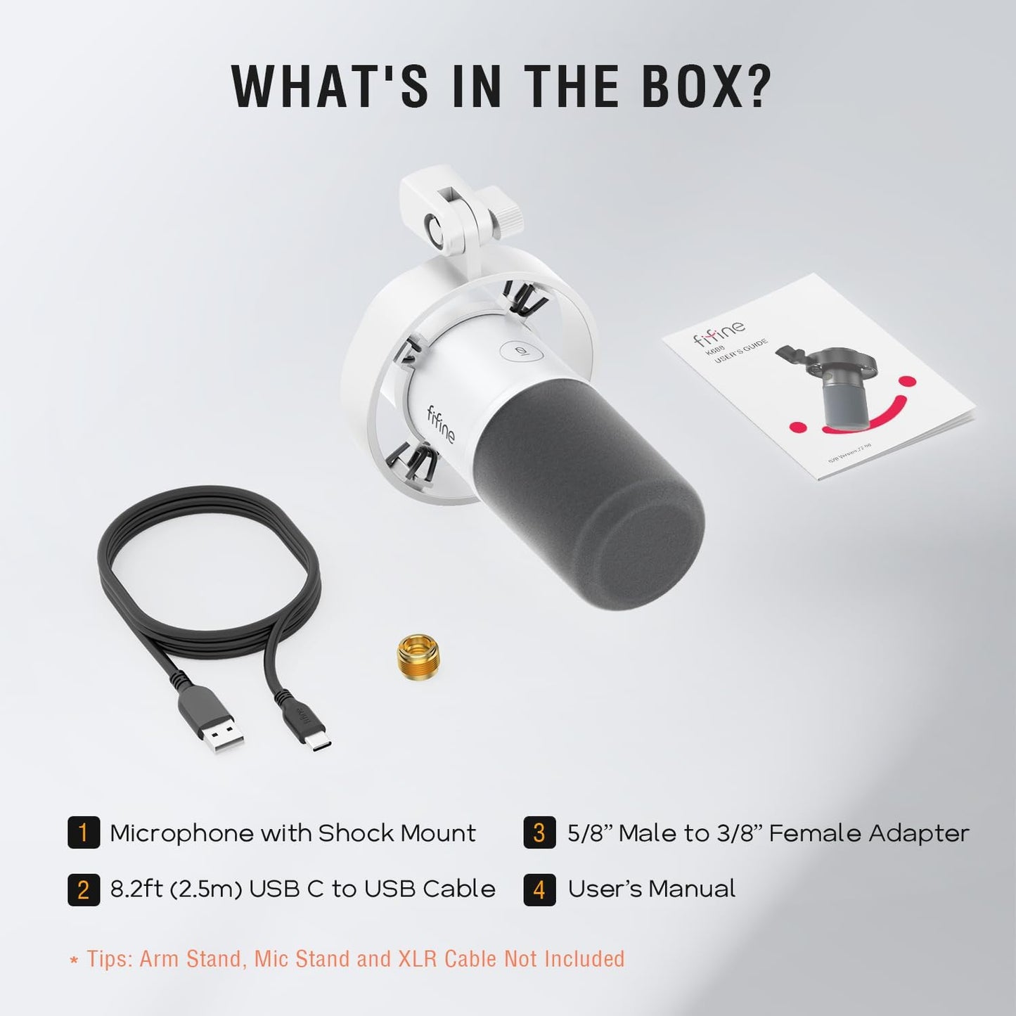 Fifine XLR/USB Podcast Microphone, PC Recording Dynamic Mic for Streaming, Studio, Vocal, Voice-Over, Instruments, Metal Cardioid Mic with Tap-to-Mute, Monitoring Headphone Jack, Gain Knob-K688